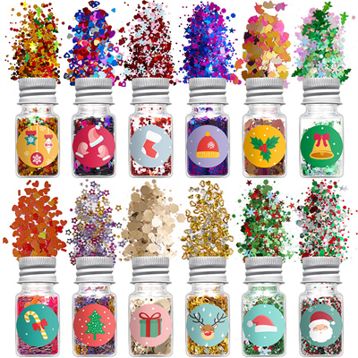 12 bottles Pack Mixed Nail Glitters